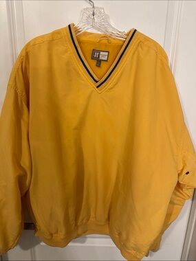Haggar Yellow V-Neck Pullover with Navy Trim